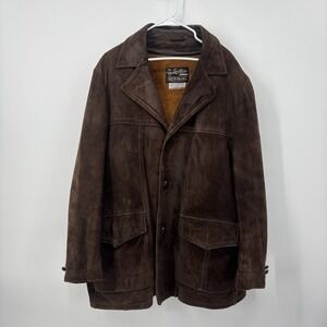 The Leather Shop Vintage Brown Suede Jacket Mens Size 46 Western Rustic *Read